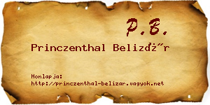 Princzenthal Belizár névjegykártya